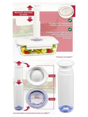 Manual Hand Vacuum Sealer Pump for Food Containers – Airtight Kitchen
