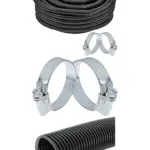 Marine Pond Flexible Hose 25mm x 20m Corrugated Pipe and 2 Clamps