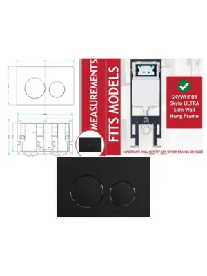 Matt Black Flush Plate Kit for Skylo Wall‑Hung Toilet