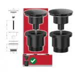 Matte Black 60mm Pop‑Up Sink Plug – Click‑Clack Push Dome Stopper