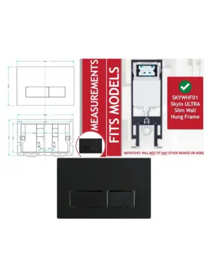 Matte Black Concealed Flush Plate for Skylo Wall‑Hung 245×165 mm