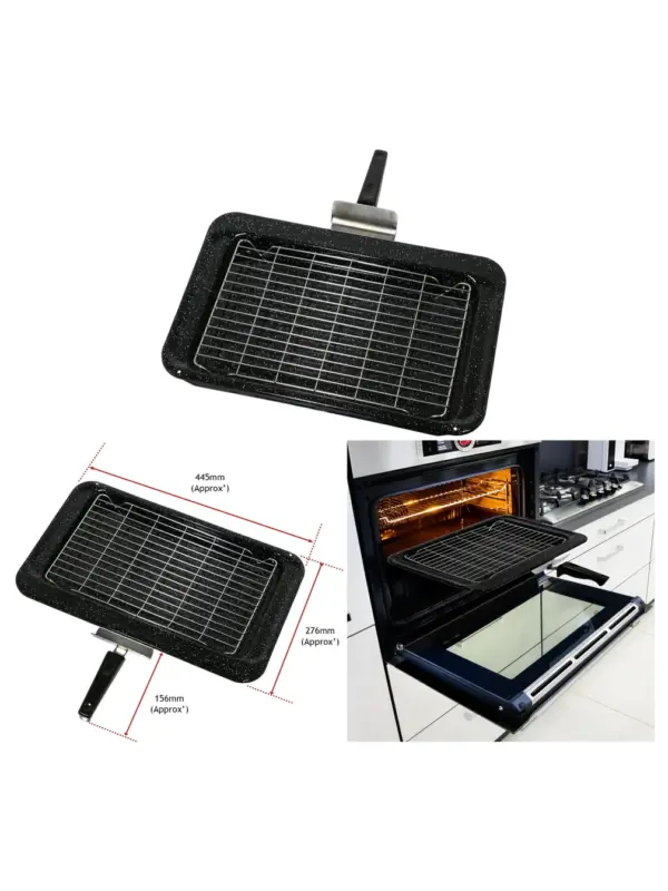 Maytag Enamel Grill Pan Tray with Rack & Handle - 445x276 mm