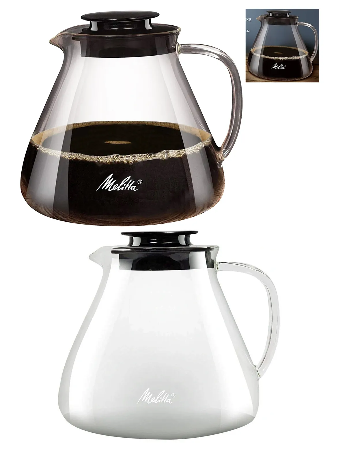 Melitta 1L Borosilicate Glass Coffee Jug with Pour‑Over Filter