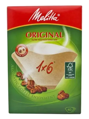 Melitta Brown Paper Coffee Filters – 40 Pack for 1‑6 Drip Machines