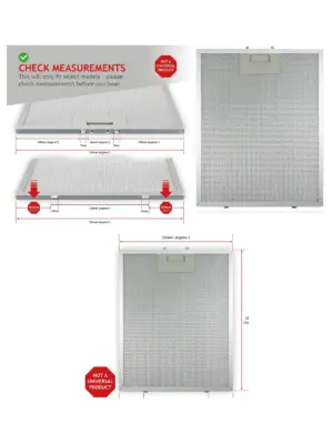 Metal Grease Mesh Filter 320x260mm for Bosch, Neff & Siemens Fans
