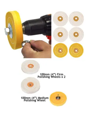 Metal Polishing Kit – 14 Steel Buffing Wheels & Compound for Drill