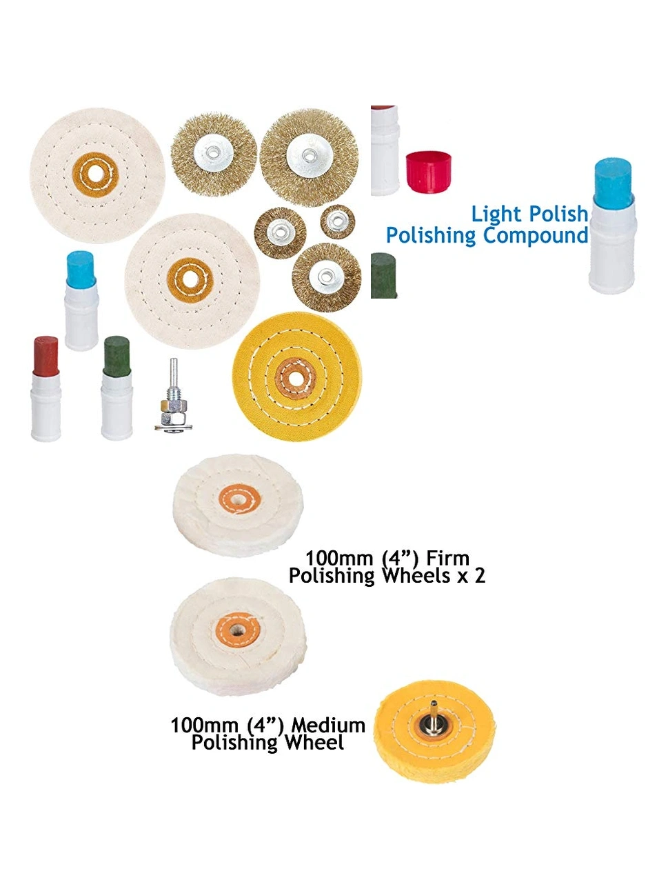 Metal Polishing Kit with 5 Wire Brush & Buffing Wheel Drill Set