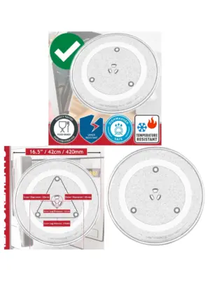 Microwave Glass Turntable Plate 6‑Lug Y‑Mount 16.5"