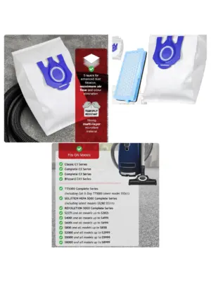 Miele 3D Vacuum Bags & HEPA Filter – 12 Pack for GN, S, C, CX