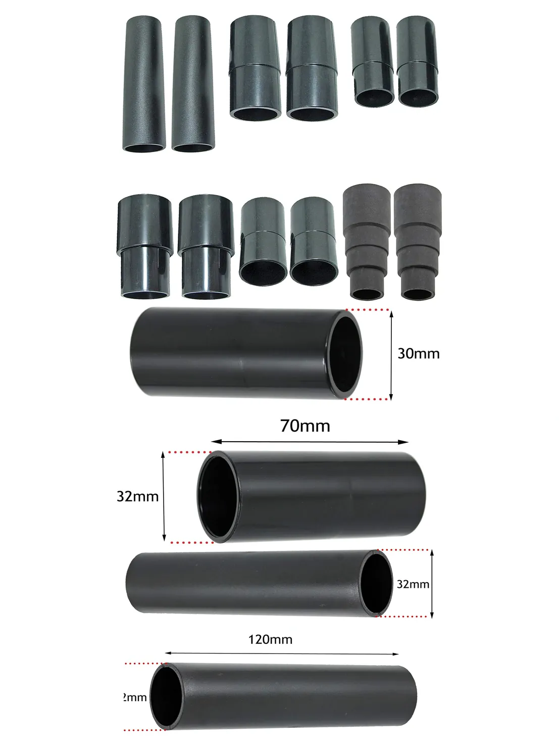 Miele Dust Extractor Adapters for Sander/Planer – 12 Pack 26‑38mm