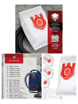 Miele FJM 3D Vacuum Bags – Fits C1 C2 C3 & S4210‑S6240