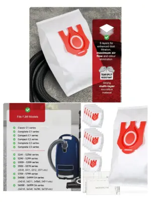Miele FJM 3D Vacuum Bags – Fits C1 C2 C3 & S4210‑S6240, Pack of 16