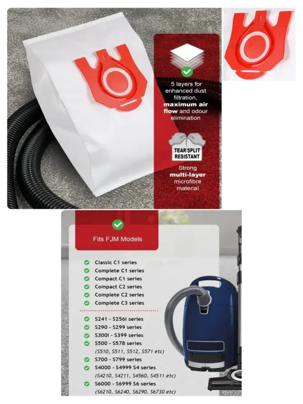 Miele FJM 3D Vacuum Bags – Fits C1‑C3 & S4210‑S6240