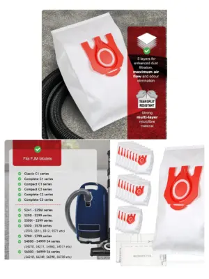 Miele FJM 3D Vacuum Cleaner Bags - 20 Pack for C1-C3 & S4210-S6240
