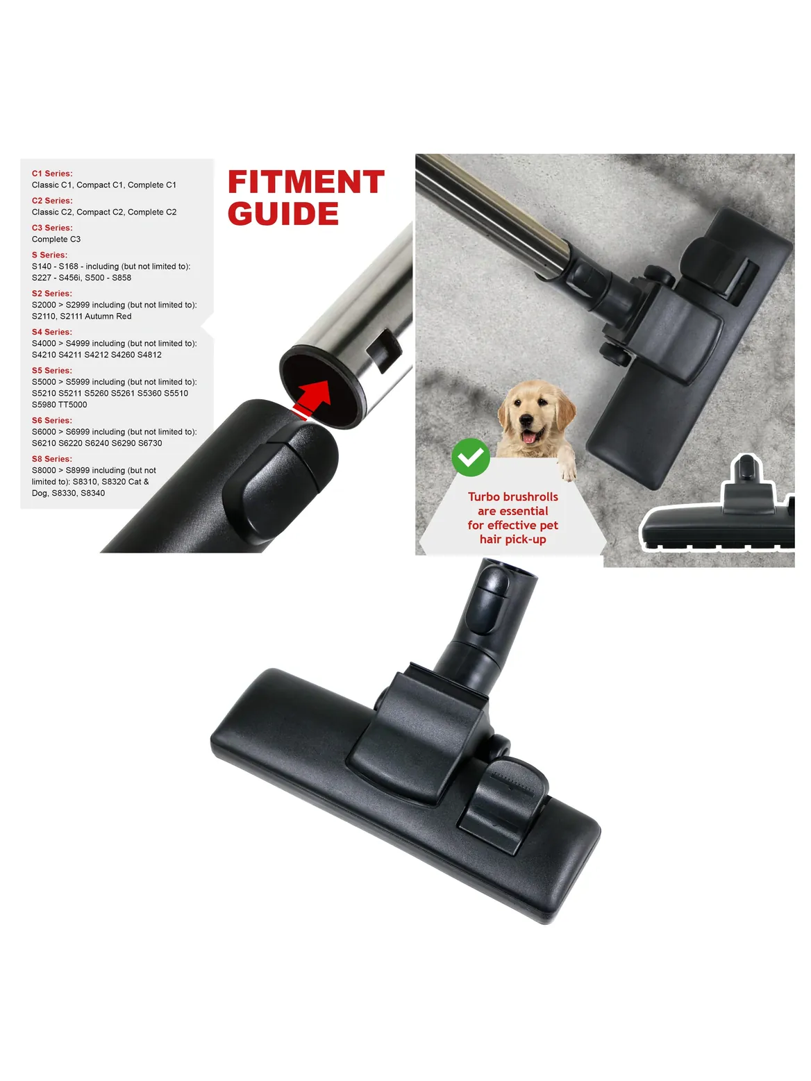 Miele Floor Brush Head for C1‑C8 Vacuums – Ideal for Pet Hair