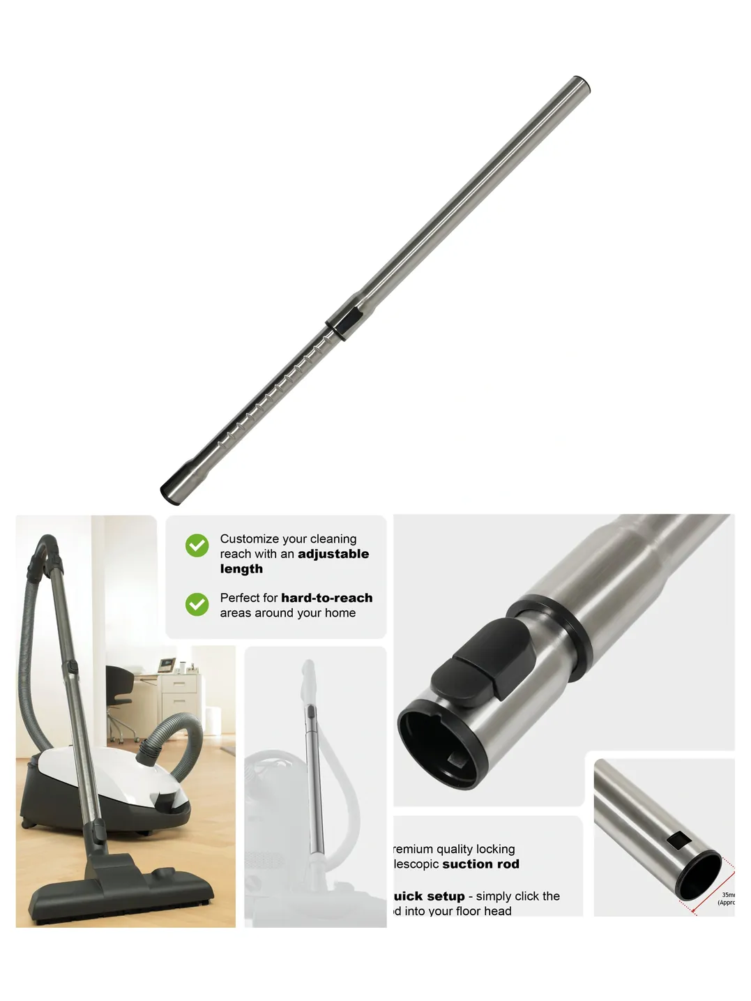 Miele Telescopic Extension Rod for C1-C3, S2111-S7, Classic Vacuum