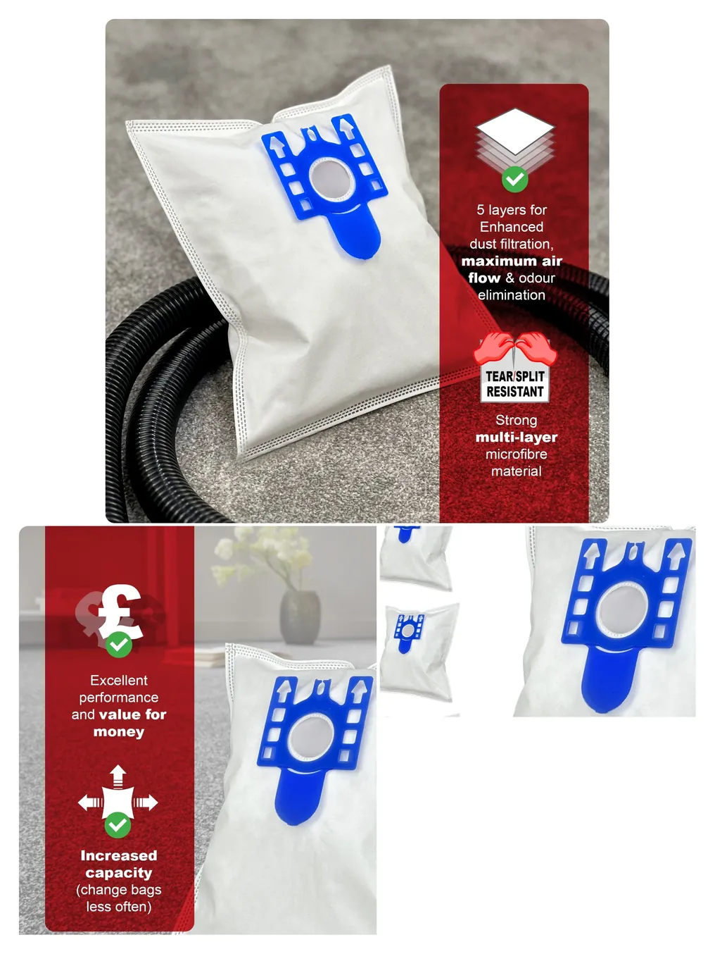 Miele Vacuum Filter Bags 4-Pack for S2111/S5211/C2 Blizzard Pet Hair