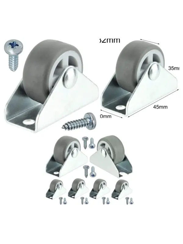 Mini 32mm (1") Caster Wheels with Screws – Set of 2 for Bed/Drawer