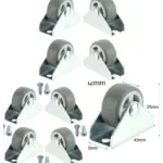 Mini 32mm Rubber Caster Wheels – Fixed Trolley Casters, Screws
