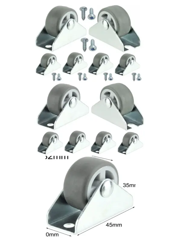 Mini Rubber Caster Wheels 32mm (1") Fixed Set of 10 with Screws