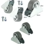 Mini Rubber Caster Wheels 32mm (1") with Screws – Fixed Pair