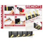 Modern Wall-Mount Coat Rack with 5 Aluminum Hooks – Black & Gold