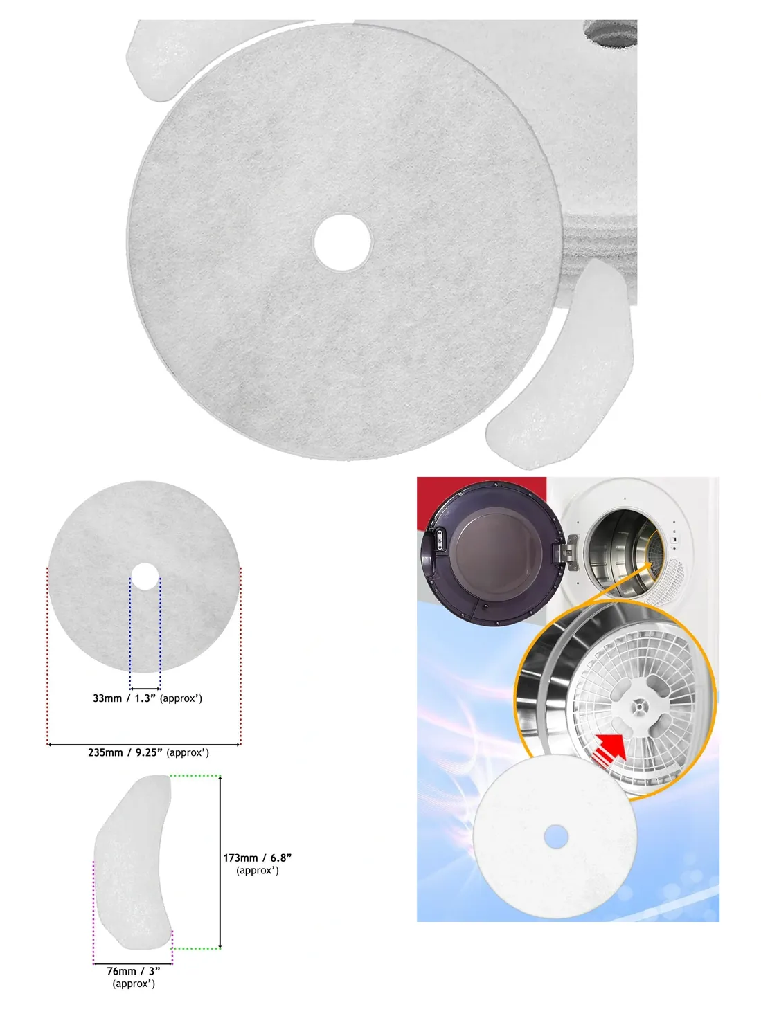 Montpellier MTD25P/MTD25S Dryer Lint & Air Intake Filter Kit – 10 pcs