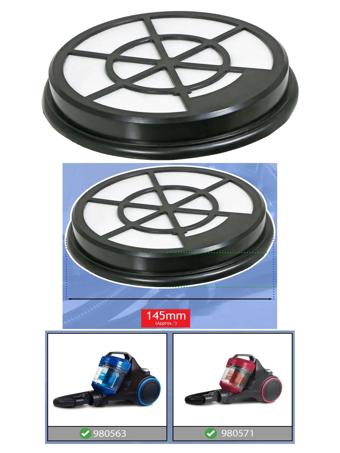 Morphy Richards Foam Filter Replacement Kit for Models 980563 & 980571