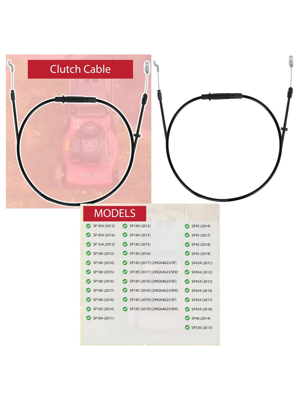 Mountfield Lawn Mower Clutch Cable – Fits SP180-185, Part 381030082/0
