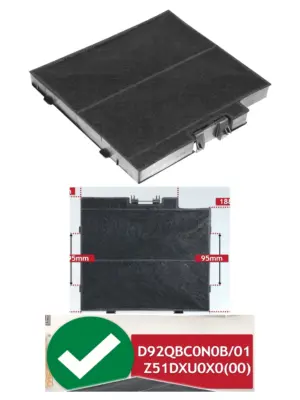 Neff Cooker Hood Carbon Filter Replacement for Vent 215x210x25mm