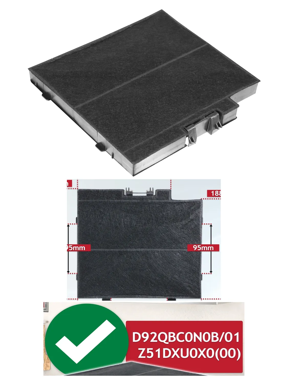 Neff Cooker Hood Carbon Filter Replacement for Vent 215x210x25mm