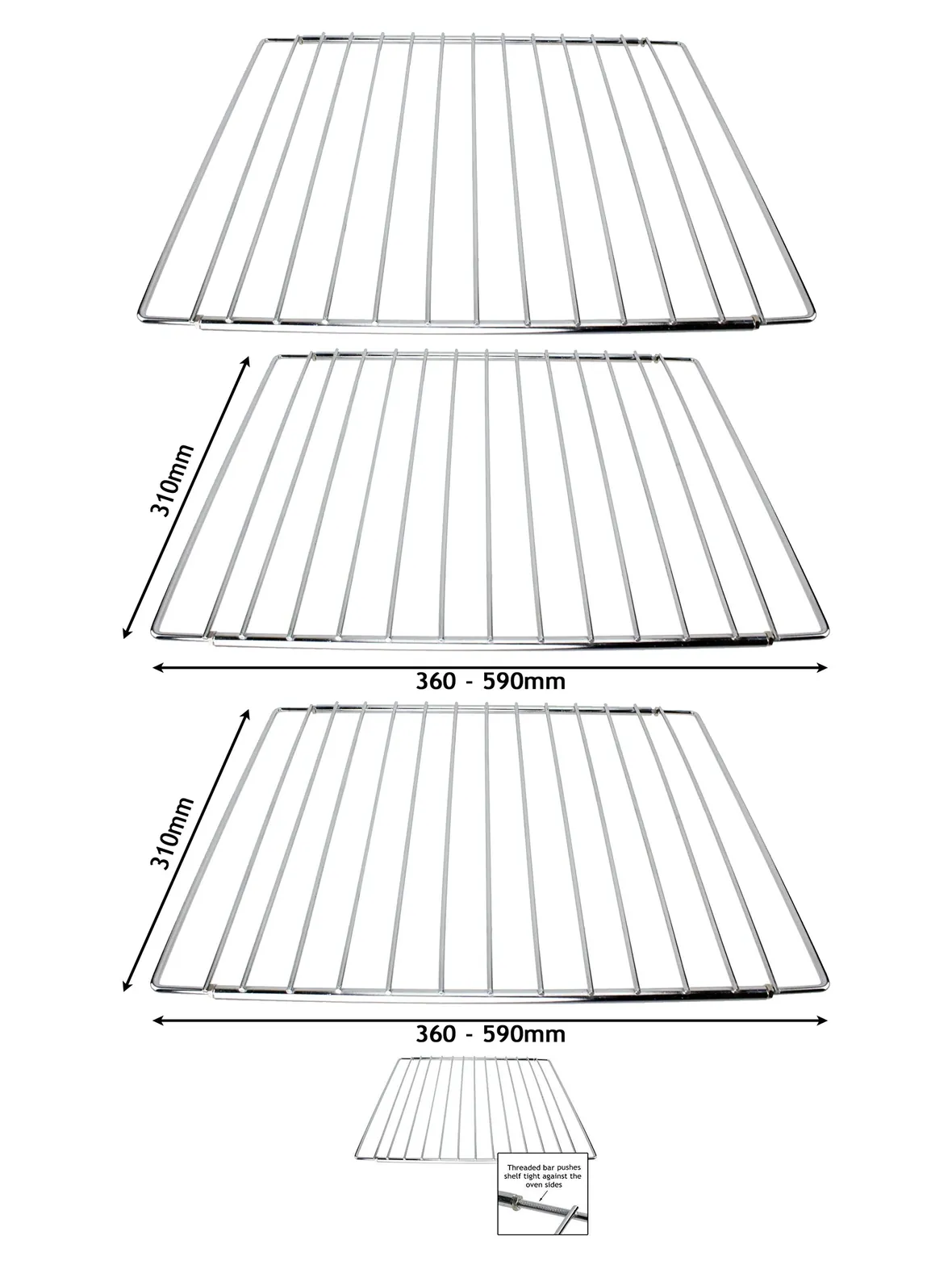 Neff Oven Adjustable Extendable Shelf Set 310 to 590mm Pack of 2