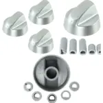 NEFF Oven Control Knob Set – Silver Replacement Dial & Adaptor, 3 pcs