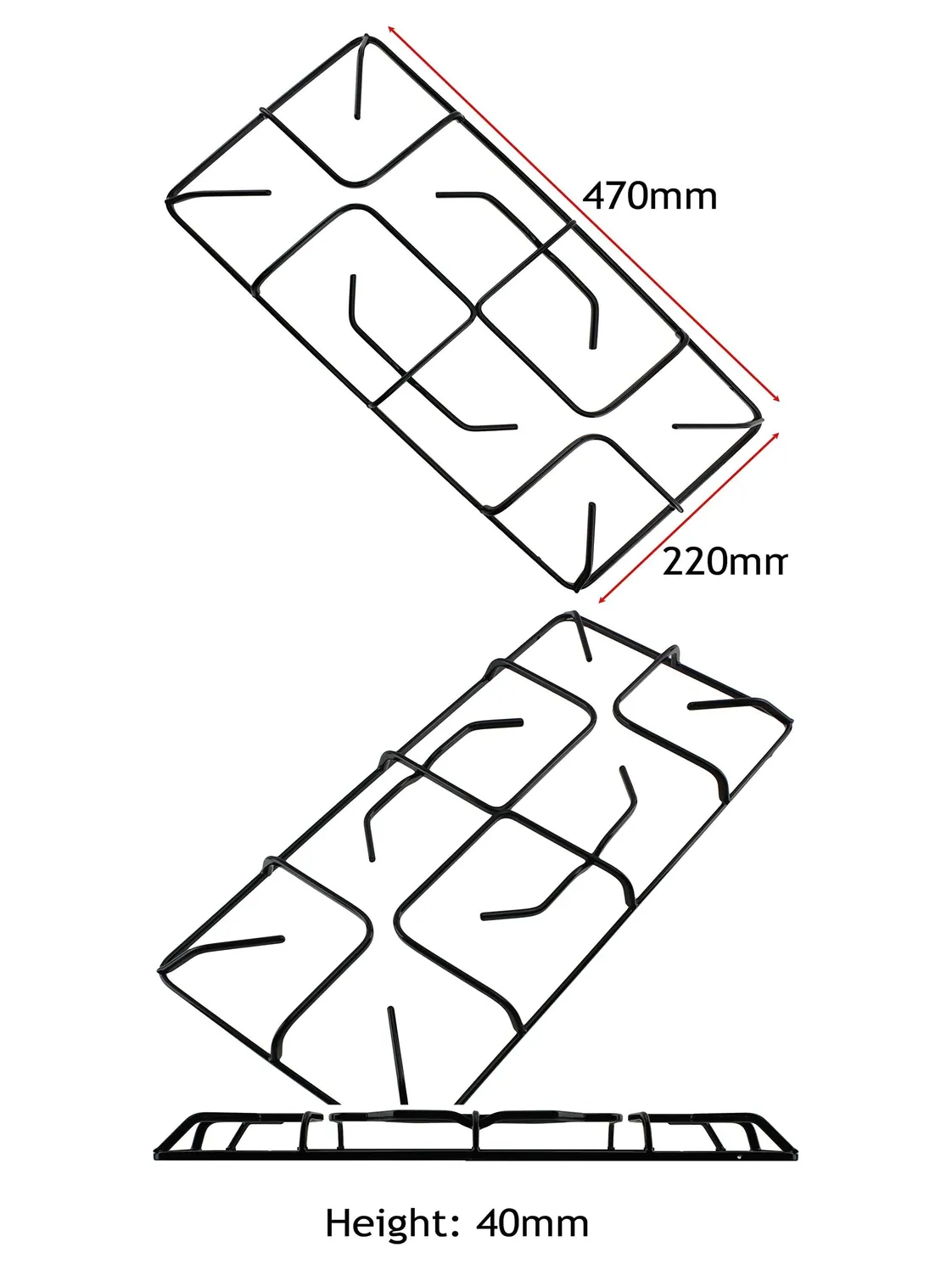 New World Genuine Gas Stove Hob Pan Support Grid – 470×220 mm