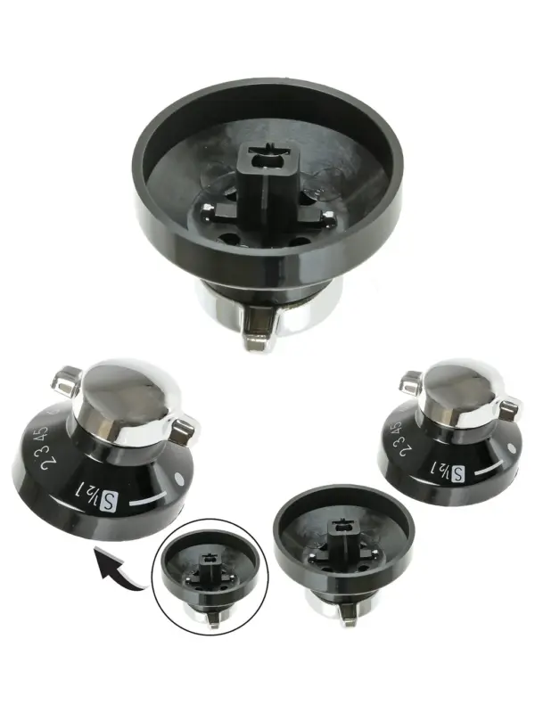New World Replacement Oven Knob for Gas Hob – Black/Silver, 1 Pack