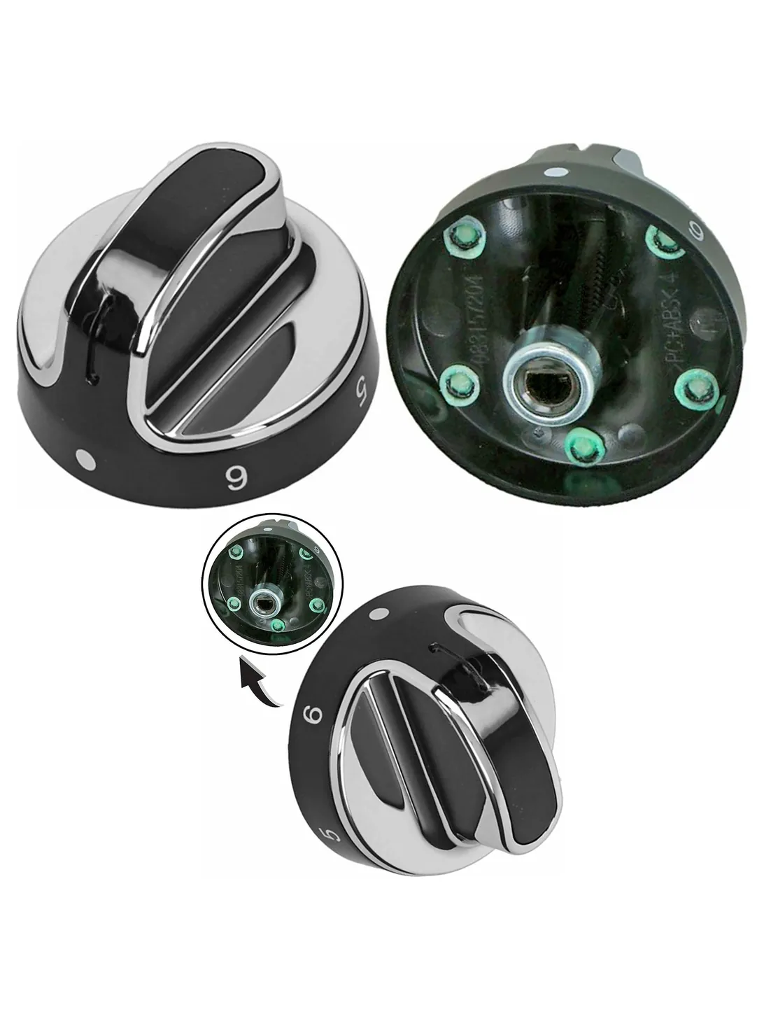New World Stove Oven Knob & Hob Switch Replacement Silver Black