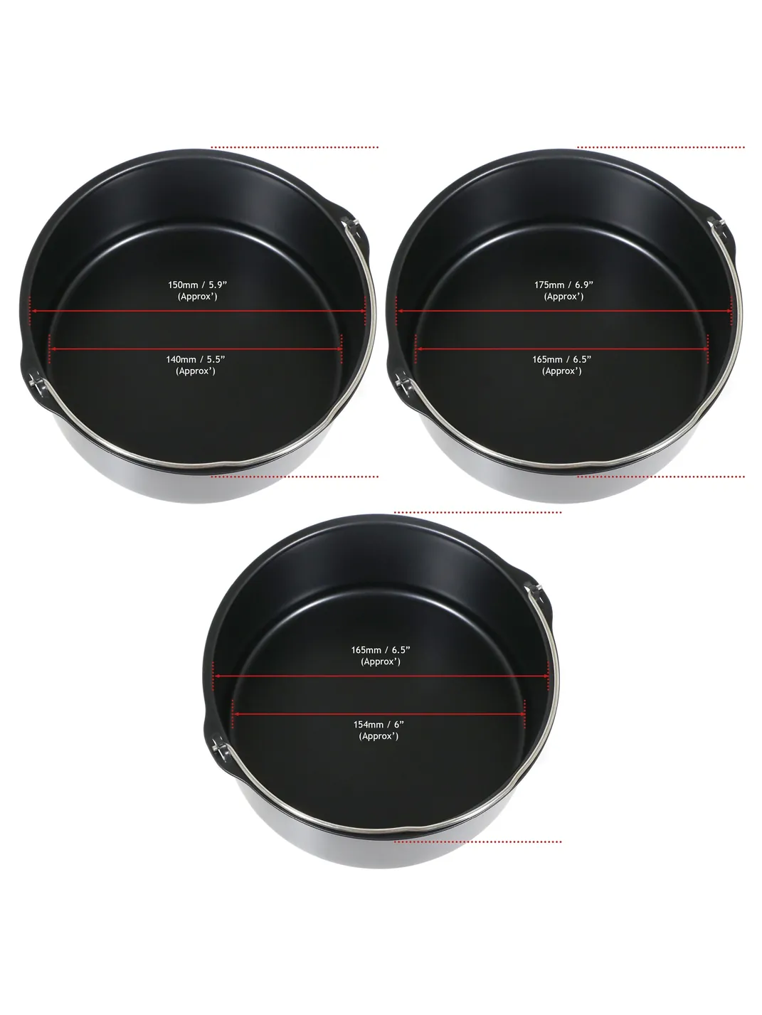 Non-Stick Air Fryer Baking Pan 6-8" for Bread, Cake & Multi-Cooker