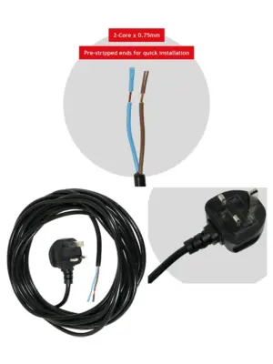 Numatic George Vacuum Power Cord 8.4m UK Plug – Black Replacement