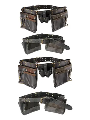 Oil‑Tanned Double‑Leather Tool Belt with 12 Pockets & Nail Pouch