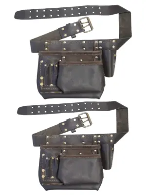 Oil‑Tanned Leather Multi‑Pocket Tool Belt Pouch for Carpenters