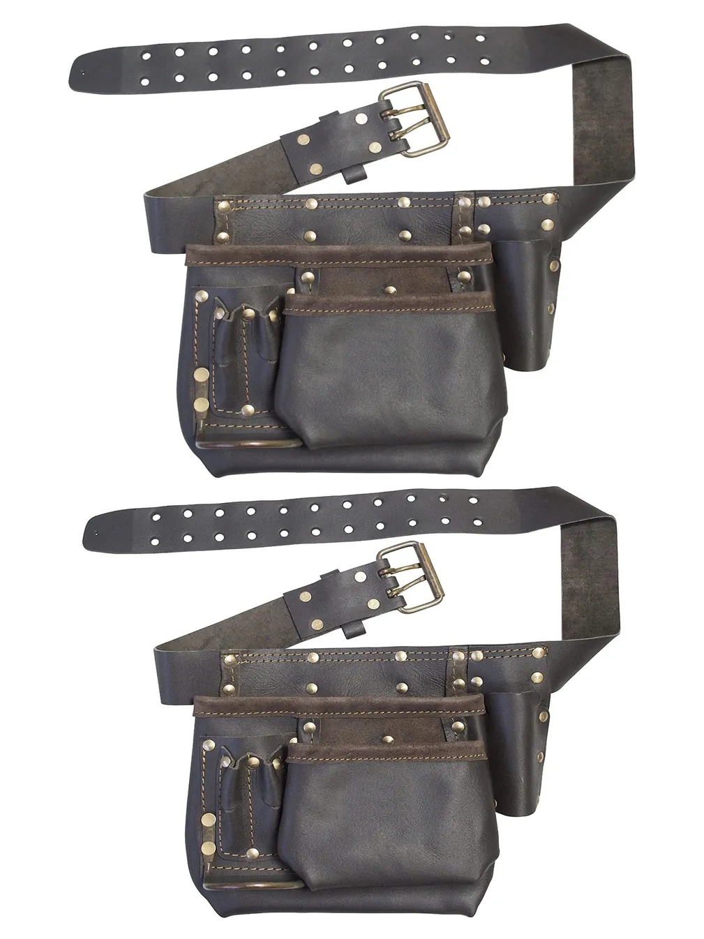 Oil‑Tanned Leather Multi‑Pocket Tool Belt Pouch for Carpenters