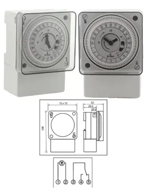 Optimum 24-Hour Quartz Timer Switch, 150 hr Delay, DIN-Rail & Surface Mount