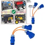 Orange 16A Dual Socket Y Cable for 240V Generators – Splitter
