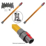 Orange Dyson V8/V10 Vacuum Wand Tube with Wall‑Mount Tool Rack