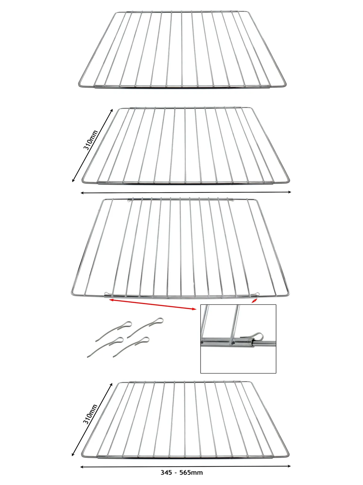 Oven Shelf for Hygena Cookers – Extendable 310‑565mm, 2 Pack