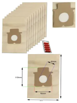 Panasonic MC‑E Vacuum Cleaner Dust Bags – 10 Pack with 5 Fresheners
