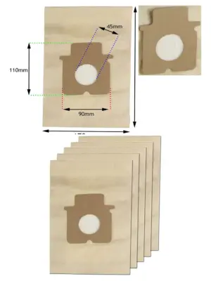Panasonic MC‑E Vacuum Cleaner Replacement Dust Bags - 5 Pack