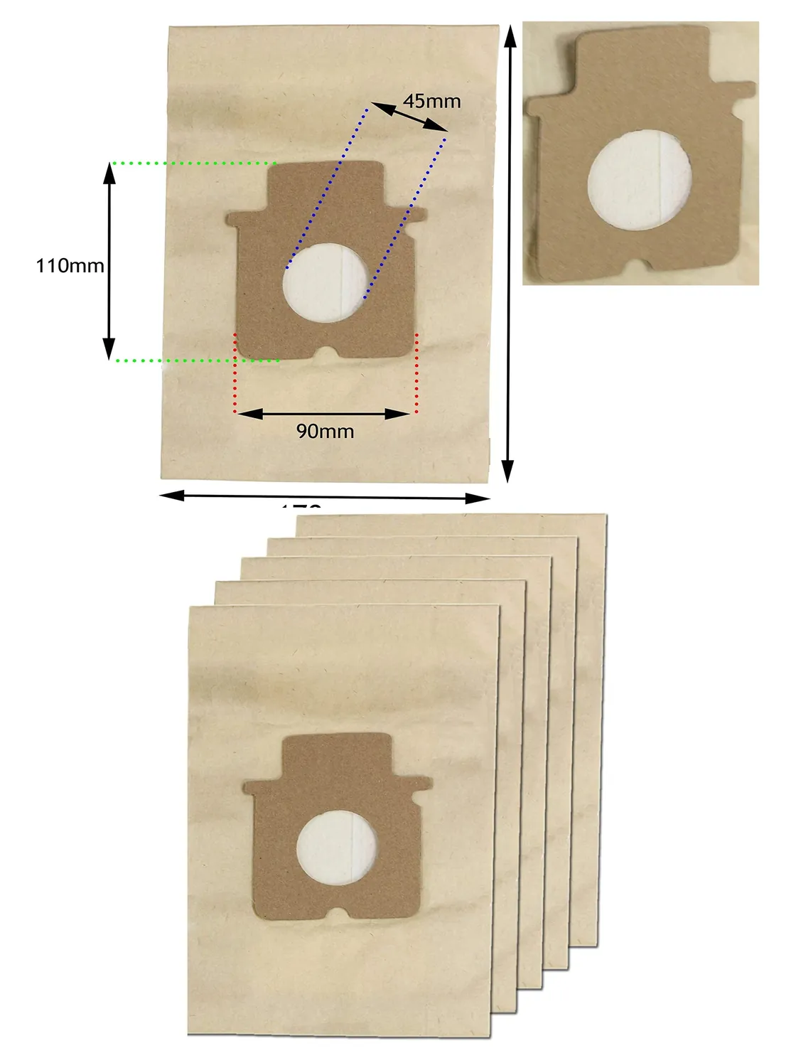 Panasonic MC‑E Vacuum Cleaner Replacement Dust Bags - 5 Pack