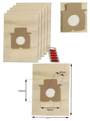 Panasonic MC-E Vacuum Dust Bags – 5 Pack with 5 Fresheners