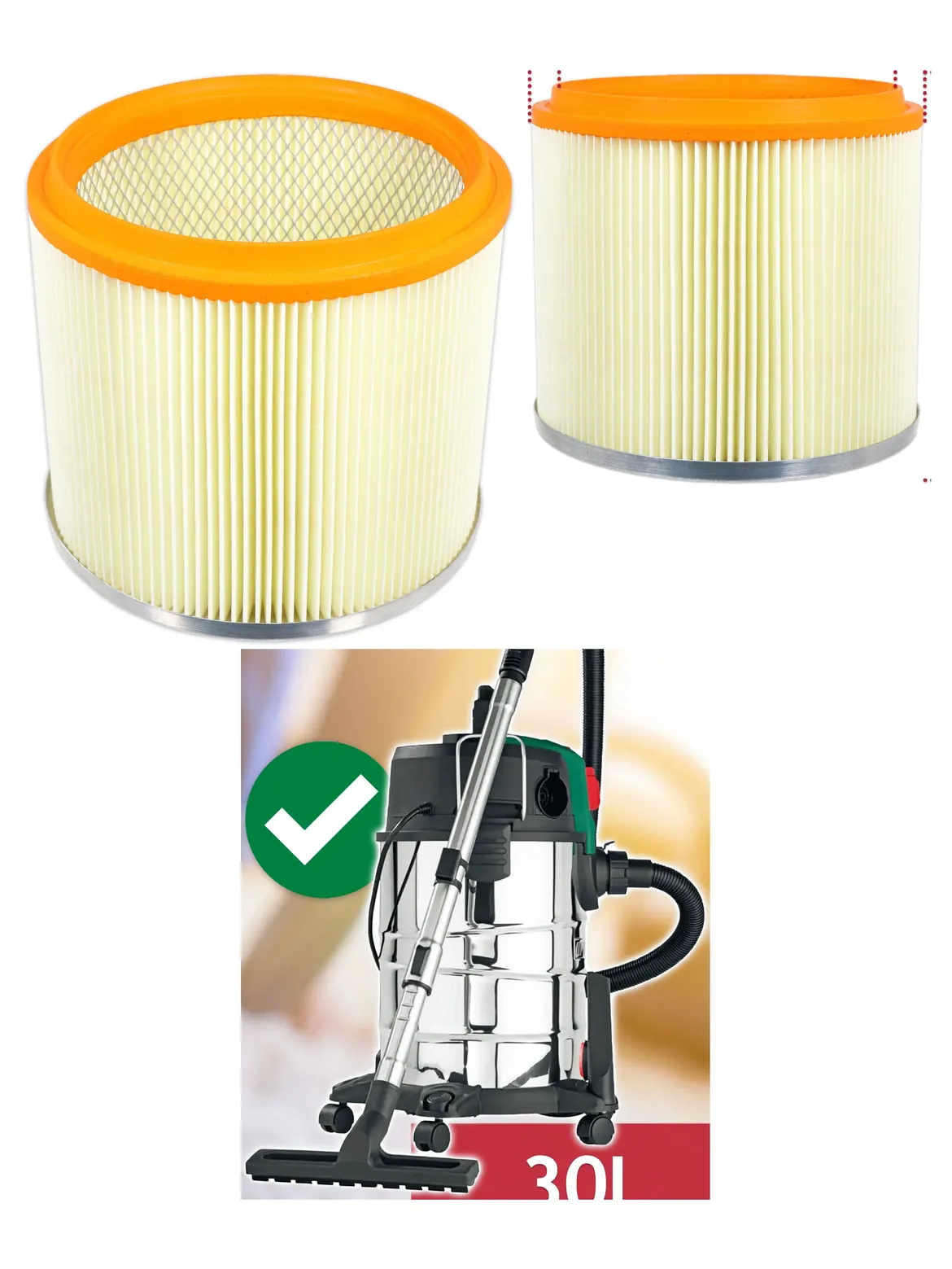 Parkside 30L Wet/Dry Vacuum Cartridge Filter – Fits Lidl Models